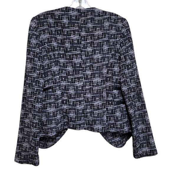 Halogen Black and White Abstract Printed Open Front Blazer Jacket Sz Small - Picture 5 of 8